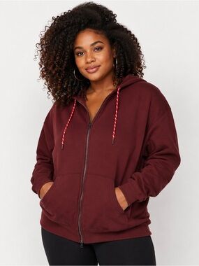 Women's Plus Size Oversized Full Zip Fleece Hoodie Two Way Zip XXXL 22 Cognac